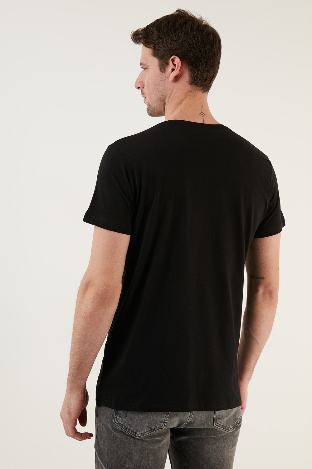 Pamuklu Slim Fit Bisiklet Yaka Erkek T Shirt 541TACTICAL SİYAH