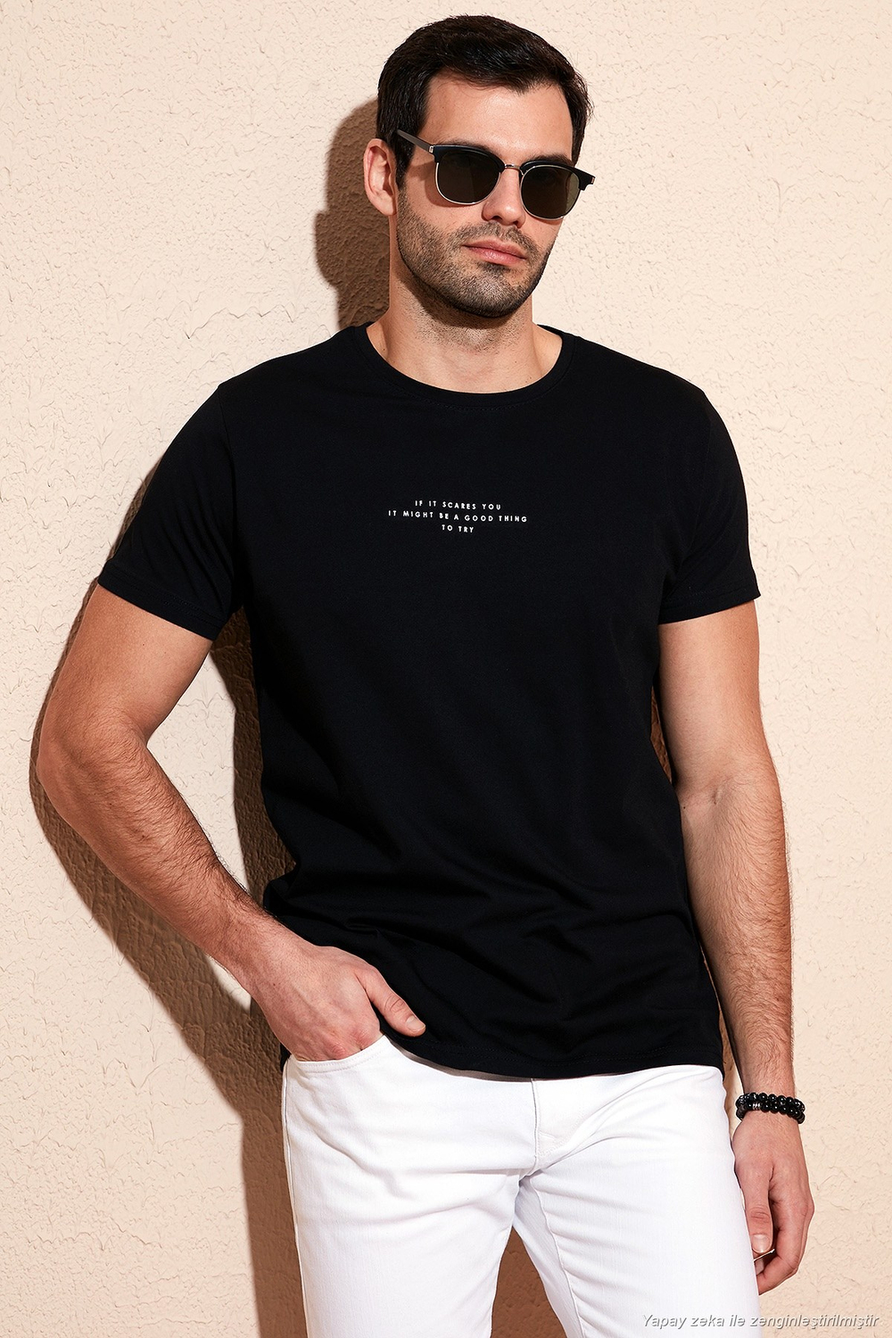 Pamuklu Slim Fit Bisiklet Yaka Erkek T Shirt 541IFIT SİYAH