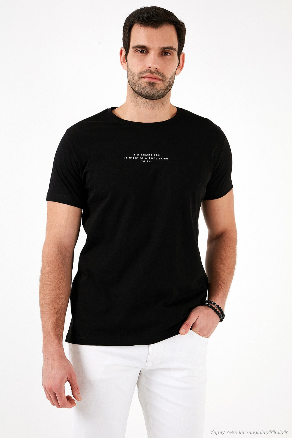 Pamuklu Slim Fit Bisiklet Yaka Erkek T Shirt 541IFIT SİYAH