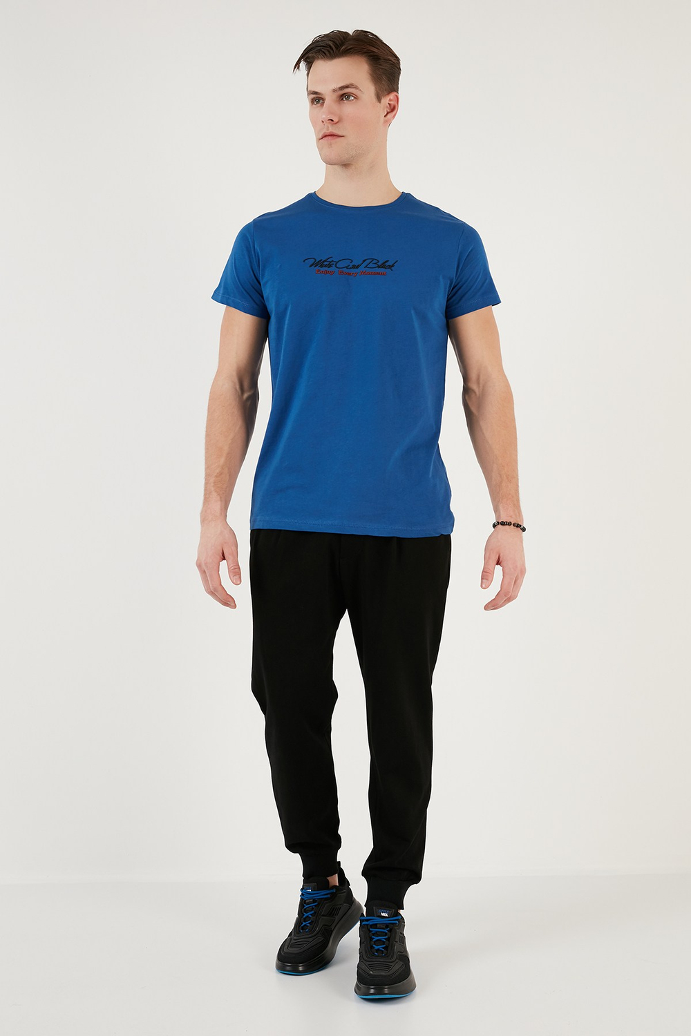 Pamuklu Slim Fit Bisiklet Yaka Yazılı Erkek T Shirt 541ENJOY PARLIAMENT