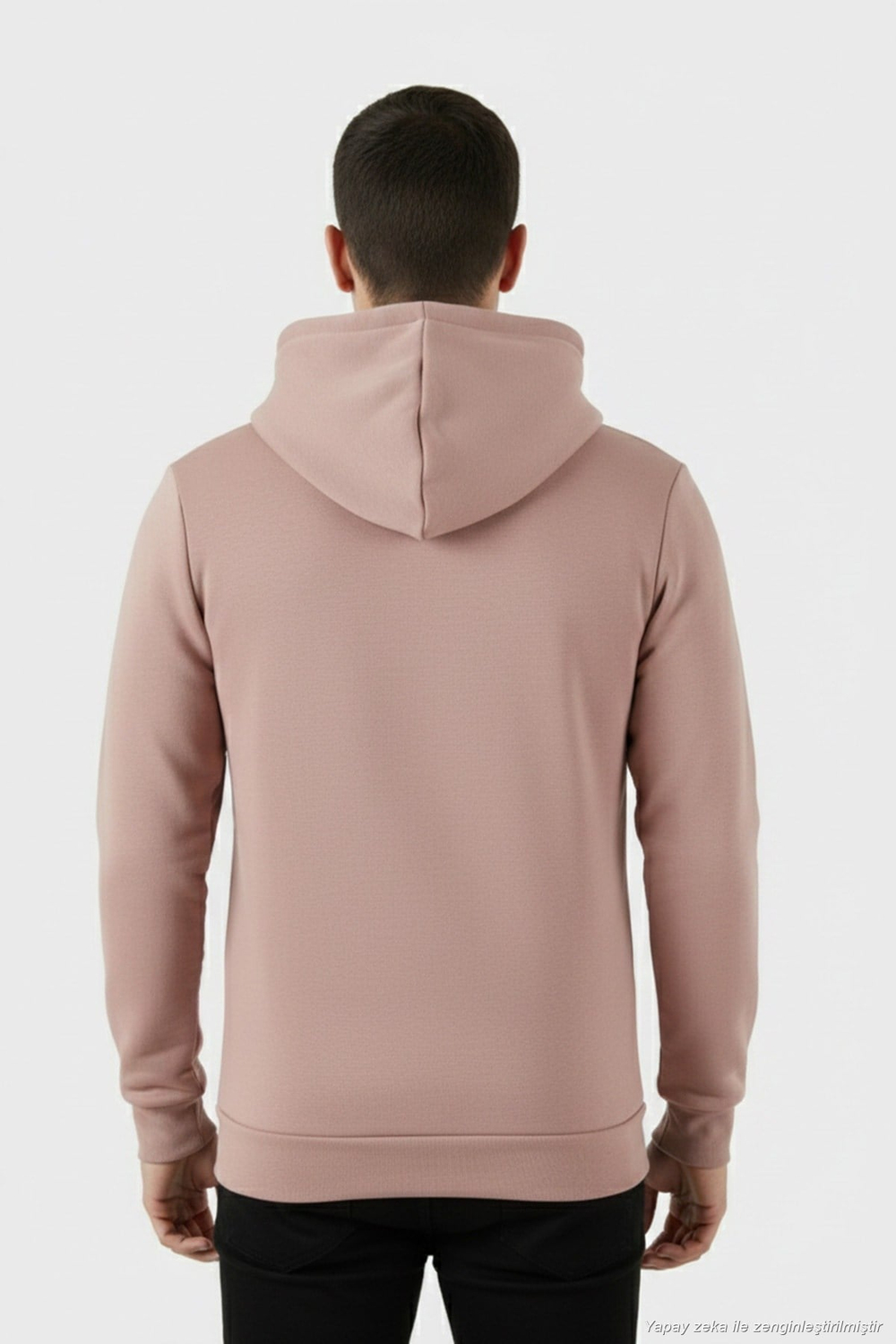 Pamuklu Slim Fit Kanguru Cepli Fermuar Detaylı Kapüşon Yaka Erkek Sweat 575707 GÜL