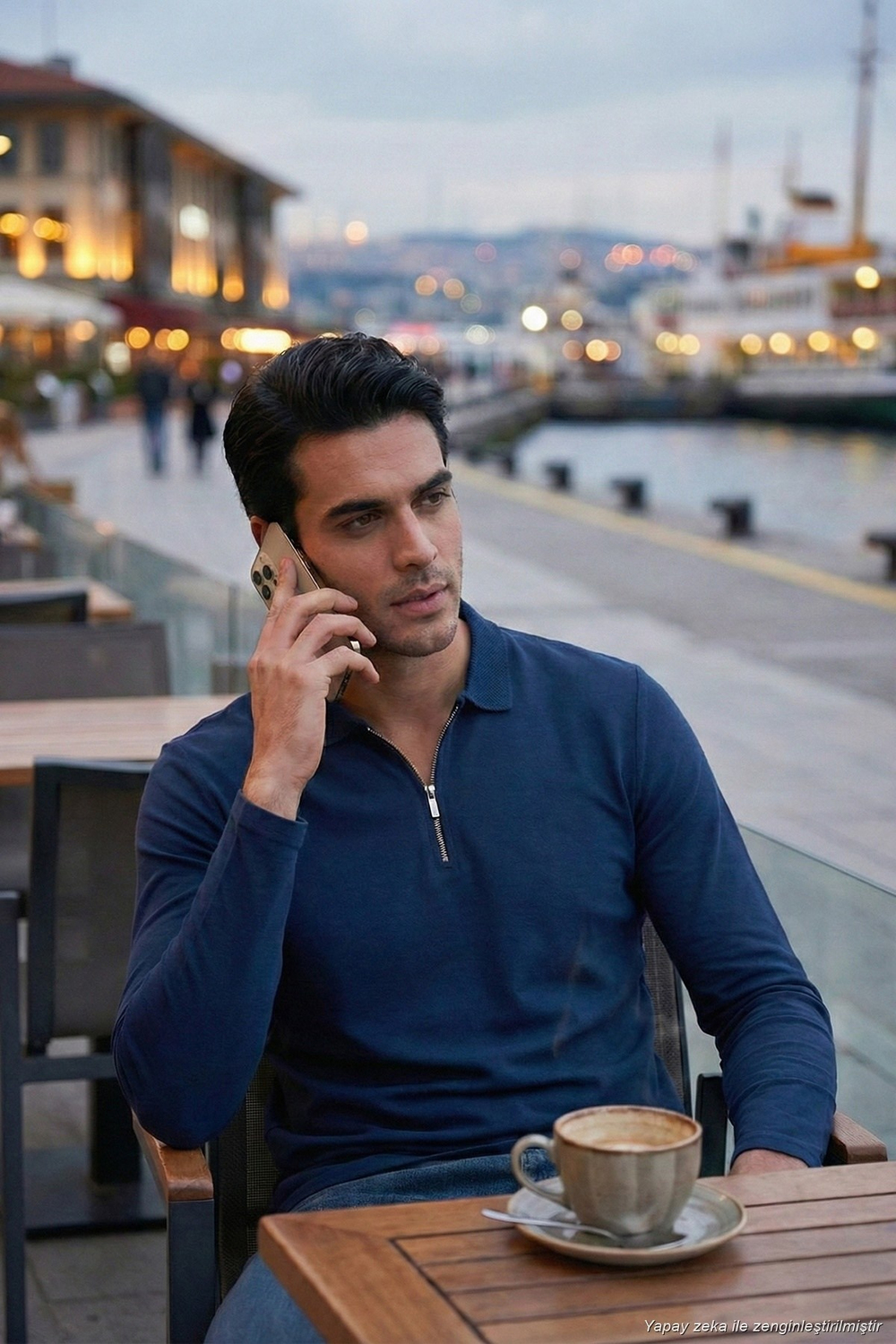 Pamuklu Slim Fit Yarım Fermuarlı Polo Yaka Erkek Sweat 5903010 İNDİGO