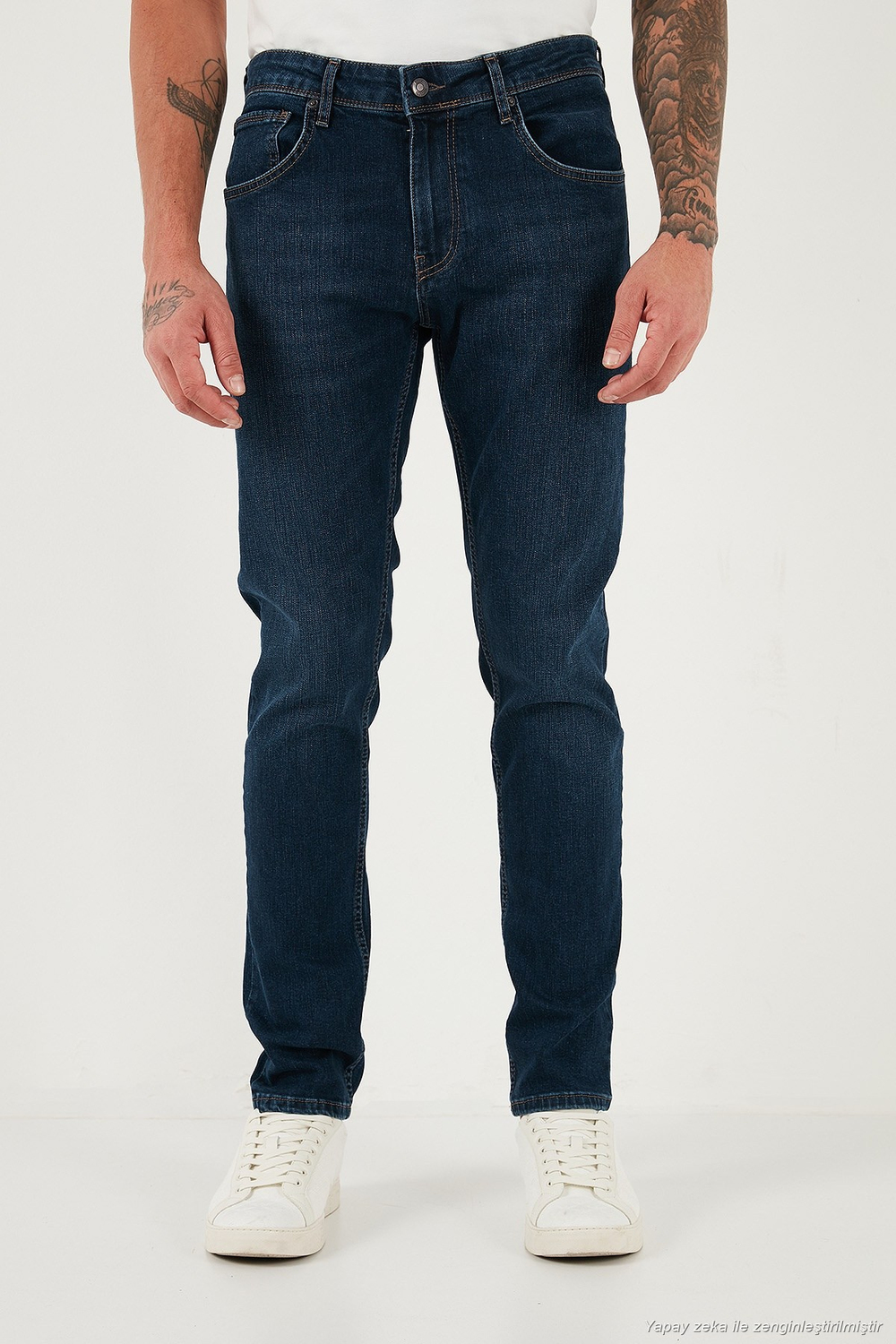 Pamuklu Slim Fit Yüksek Bel Dar Paça Jeans Erkek Kot Pantolon 3300C28TOKYO LACİVERT