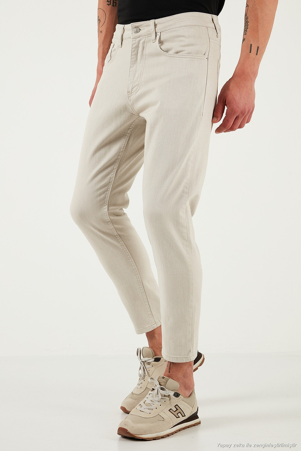 Pamuklu Slim Tapared Normal Bel Daralan Paça Jeans Erkek Kot Pantolon 5900S66MILANO NATUREL