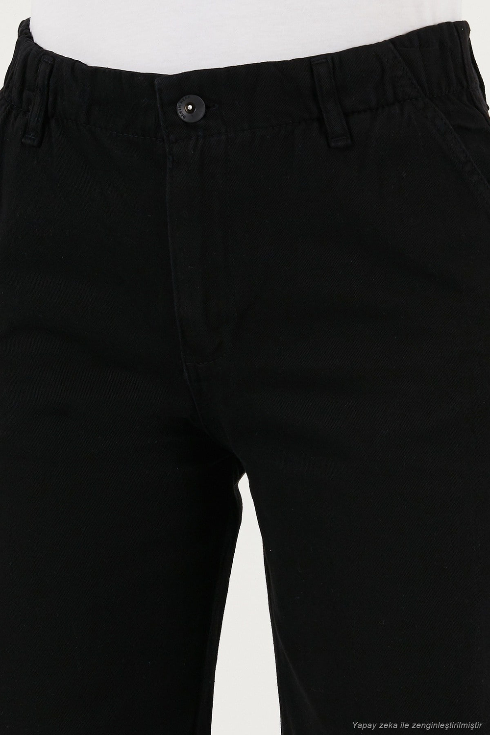 Pamuklu Standart Fit Yüksek Bel Geniş Paça Kadın Pantolon 668YP5344 SİYAH