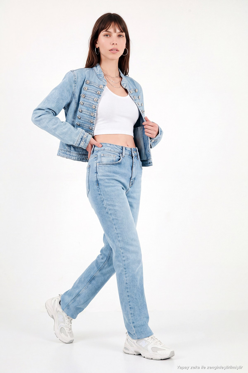 Pamuklu Yüksek Bel Düz Paça Jeans Kadın Kot Pantolon 7031007 MAVİ