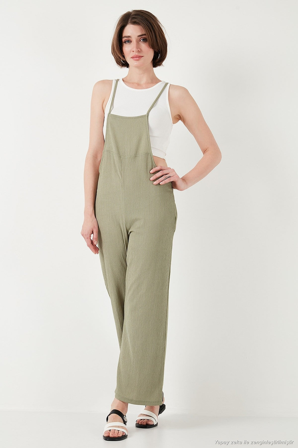 Regular Fit Ayarlanabilir İp Askılı Bahçıvan Kadın Tulum 5865789 Olive