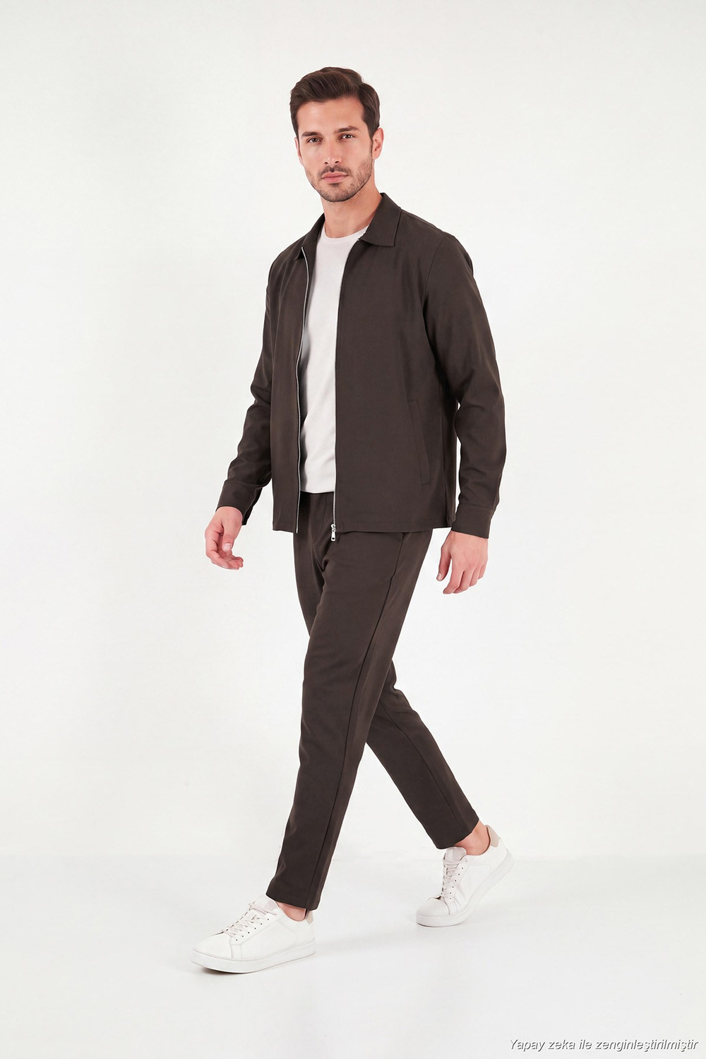 Regular Fit Belden Bağlamalı Düz Paça Erkek Pantolon CF26W6111111 KOYU KAHVE