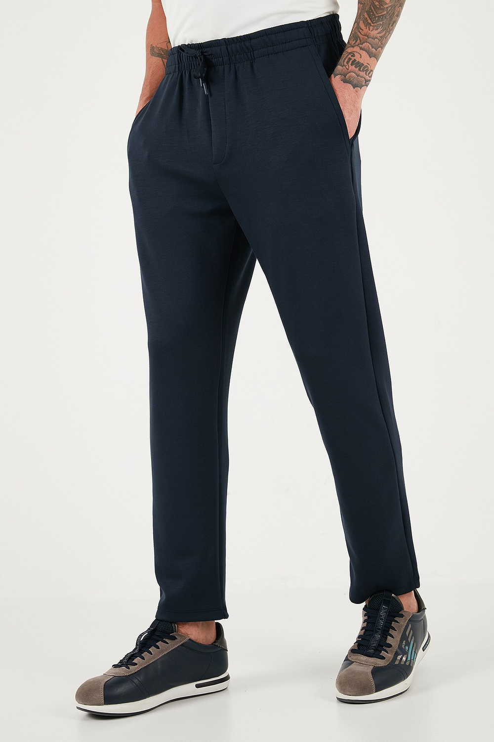 Regular Fit Belden Bağlamalı Düz Paça Jogger Erkek Pantolon 5908095 LACİVERT