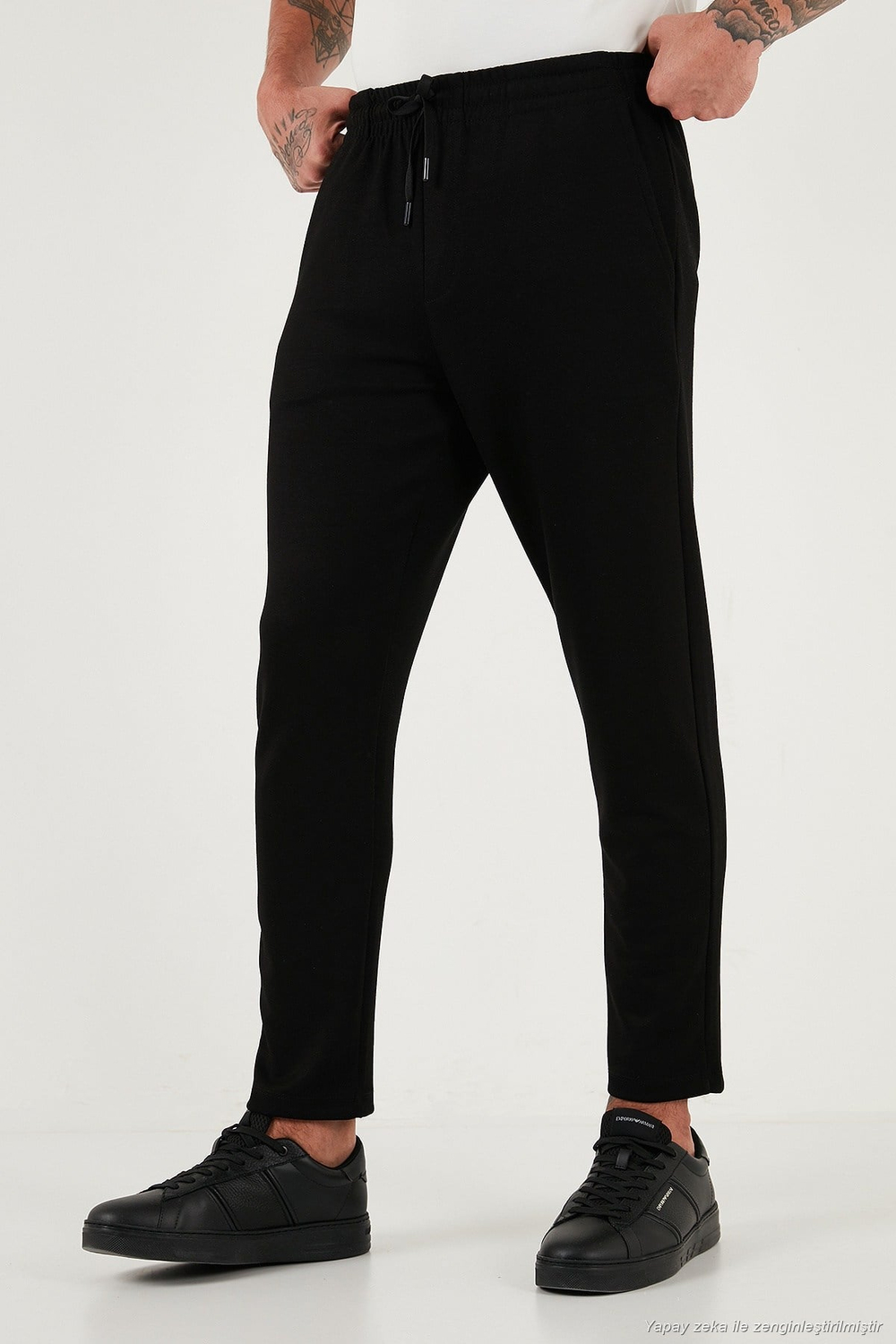 Regular Fit Belden Bağlamalı Düz Paça Jogger Erkek Pantolon 5908095 SİYAH