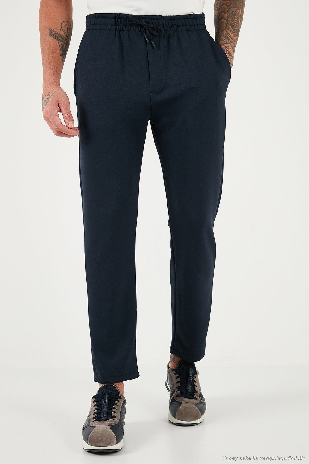 Regular Fit Belden Bağlamalı Düz Paça Jogger Erkek Pantolon 5908095 LACİVERT