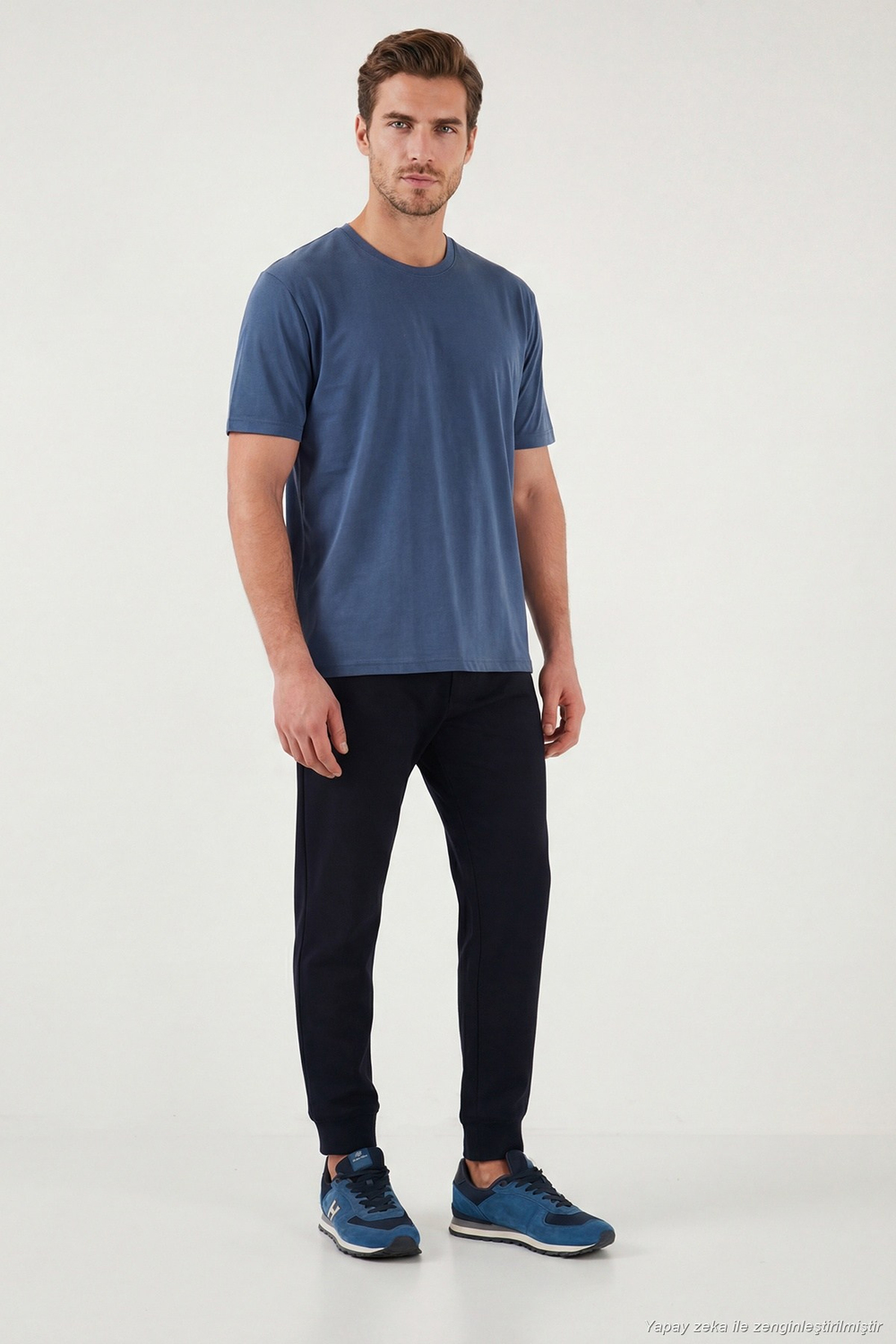 Regular Fit Bisiklet Yaka Erkek T Shirt 5902985 İNDİGO