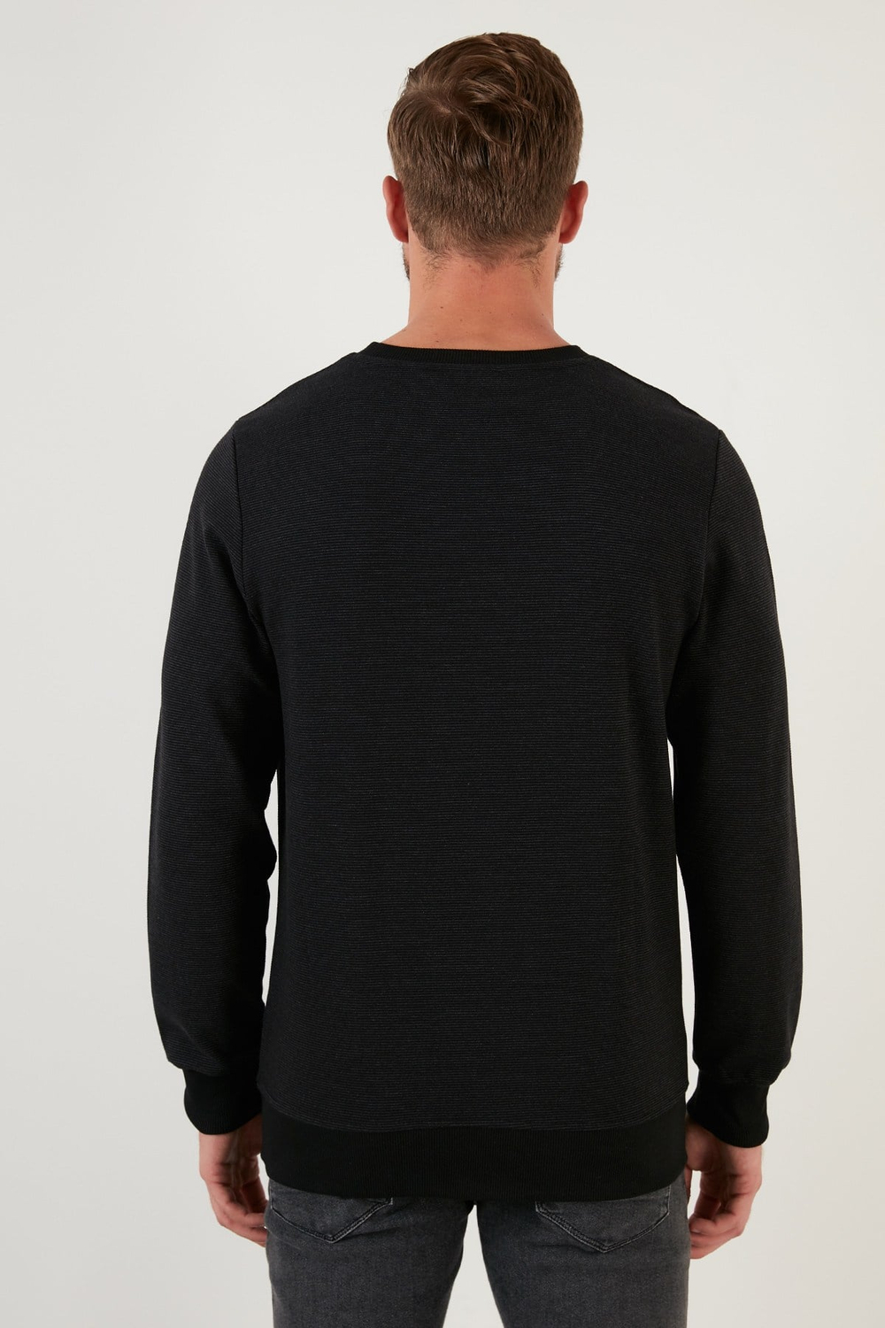 Regular Fit Bisiklet Yaka Pamuklu Erkek Sweat 5905313 SİYAH
