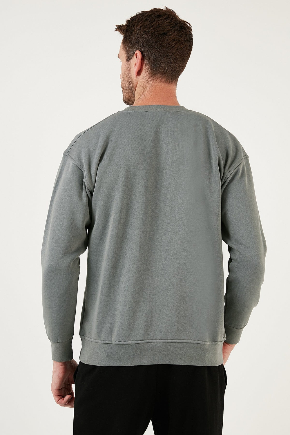 Regular Fit Bisiklet Yaka Pamuklu İçi Tüylü Yumuşak Şardonlu Erkek Sweat 5905255 AÇIK HAKİ