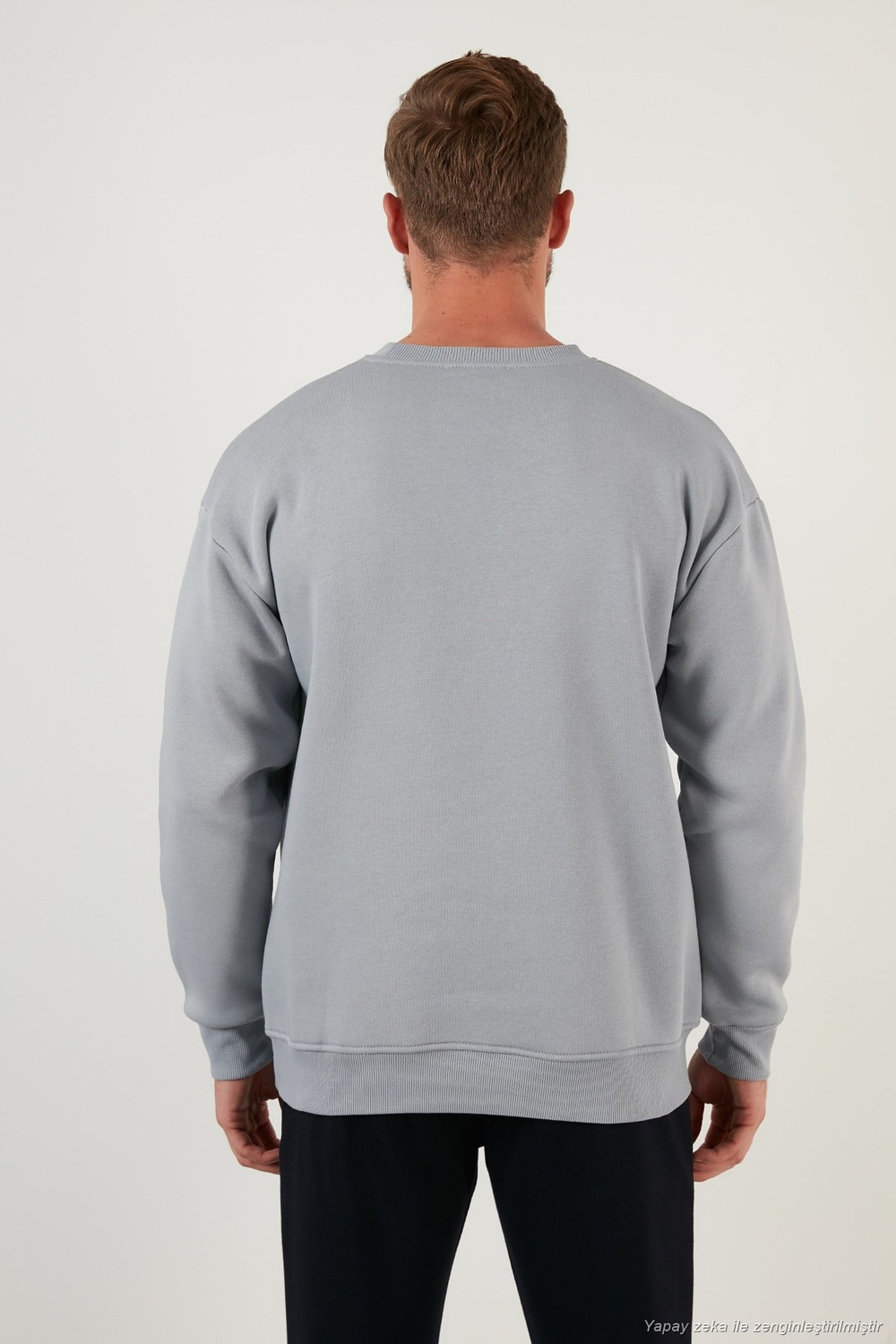 Regular Fit Bisiklet Yaka Şardonlu 2li Paket Erkek Sweat 5905255S2 AÇIK GRİ-HAKİ