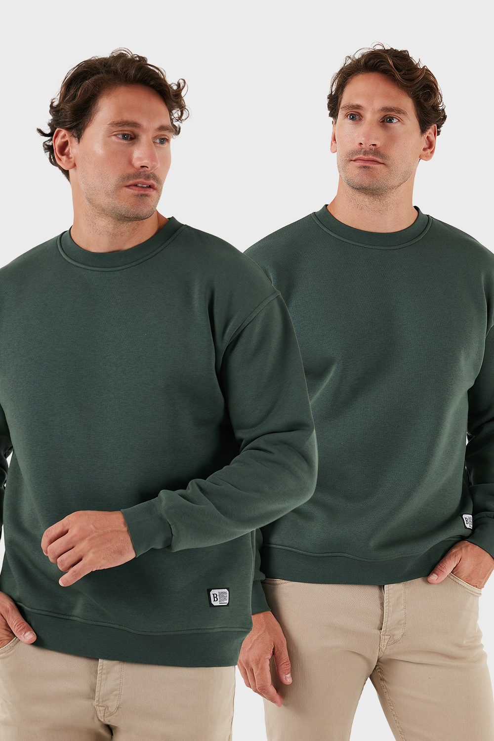 Regular Fit Bisiklet Yaka Şardonlu 2li Paket Erkek Sweat 5905255S2 Nefti-Nefti