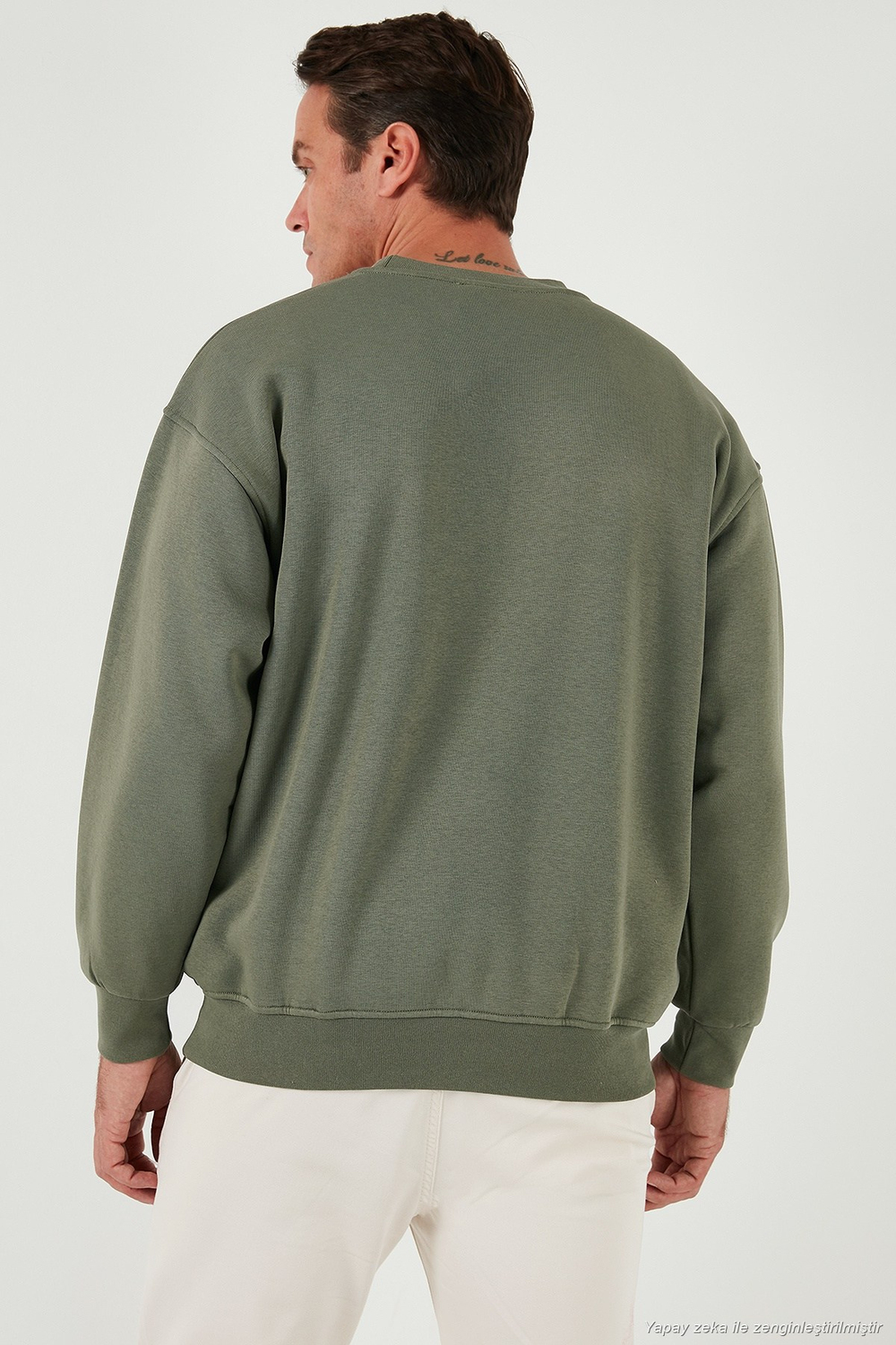 Regular Fit Bisiklet Yaka Şardonlu 2li Paket Erkek Sweat 5905255S2 Ekru-Haki