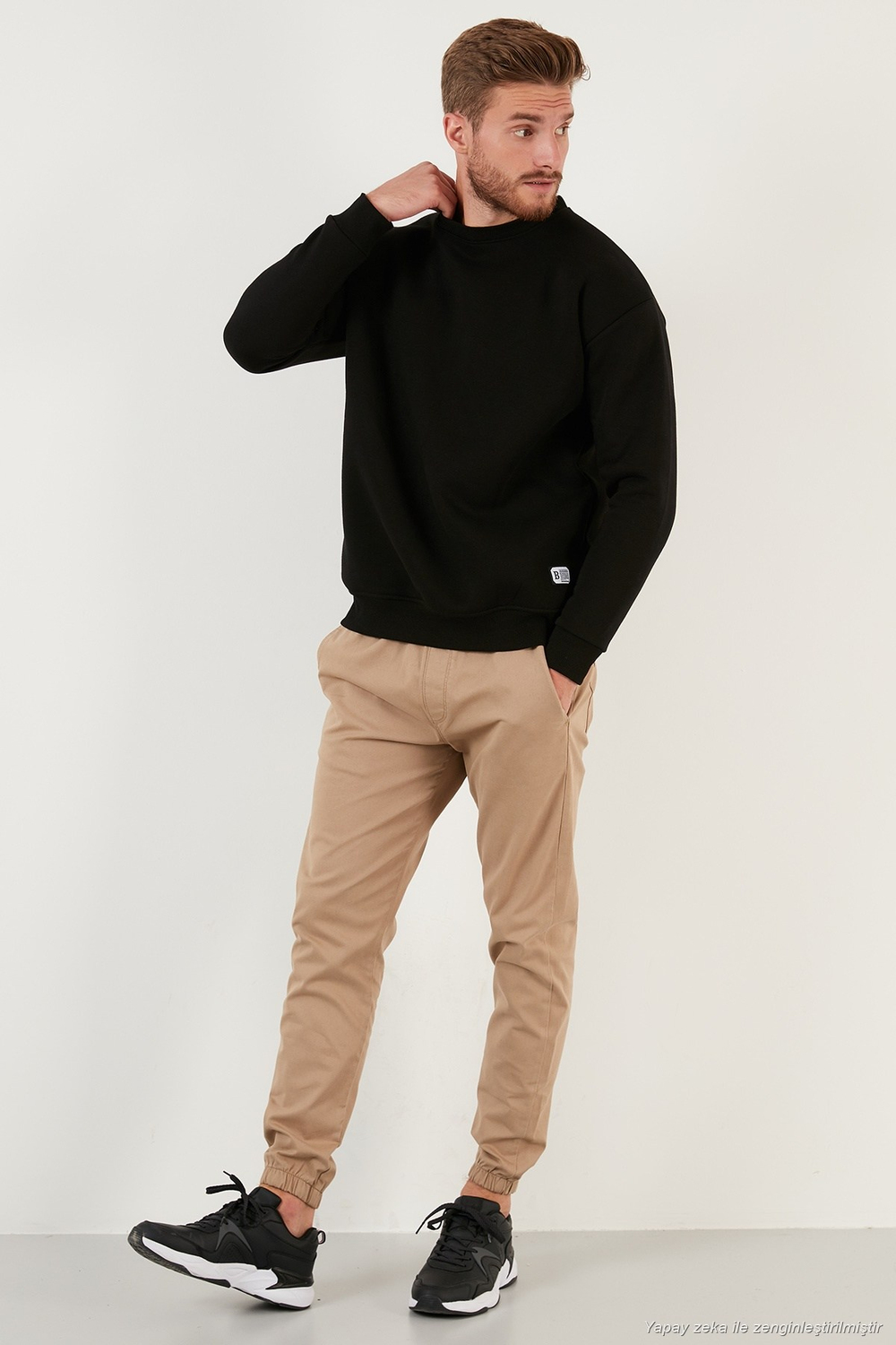 Regular Fit Bisiklet Yaka Şardonlu 2li Paket Erkek Sweat 5905255S2 SİYAH-SİYAH