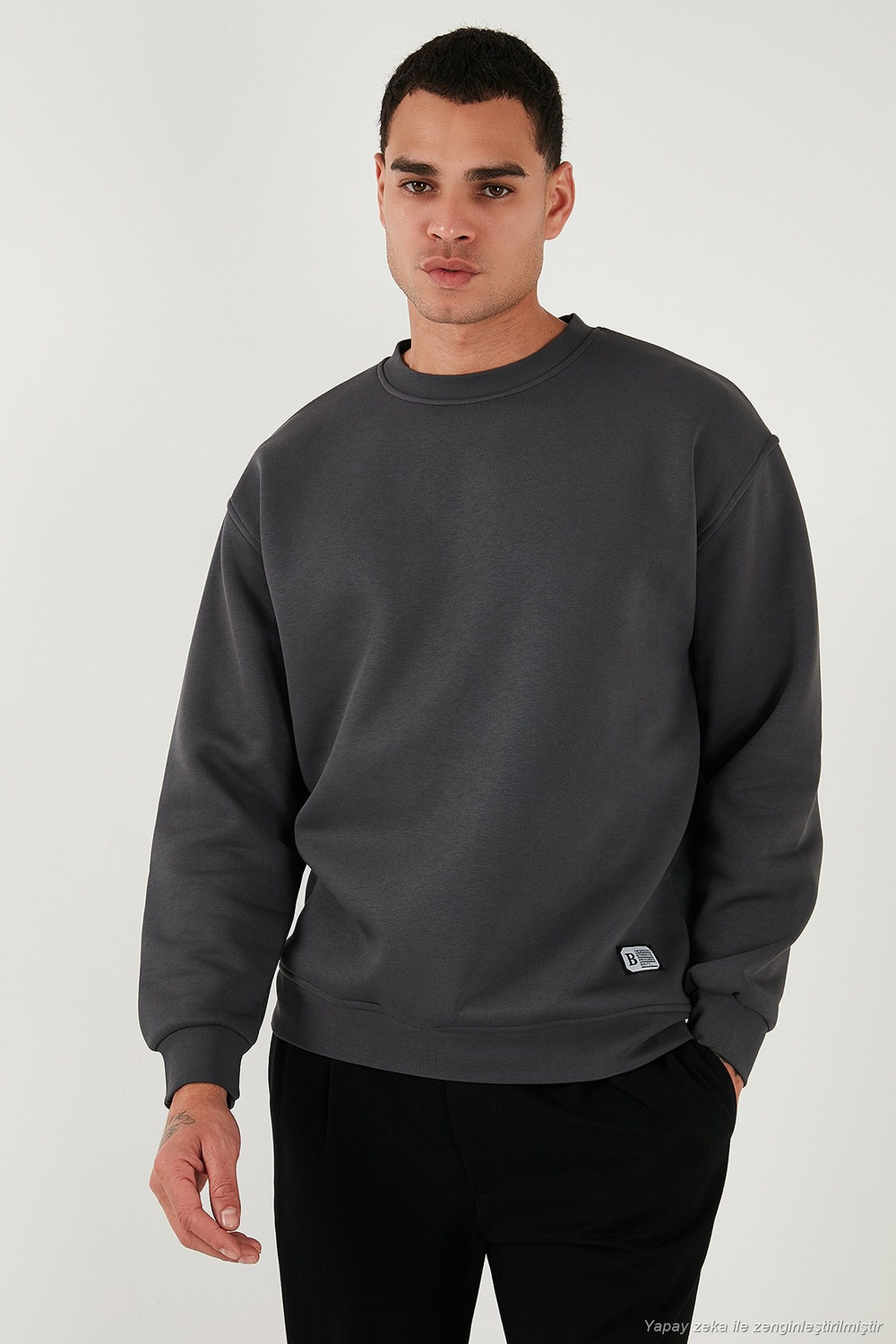 Regular Fit Bisiklet Yaka Şardonlu 2li Paket Erkek Sweat 5905255S2 Antrasit-Antrasit