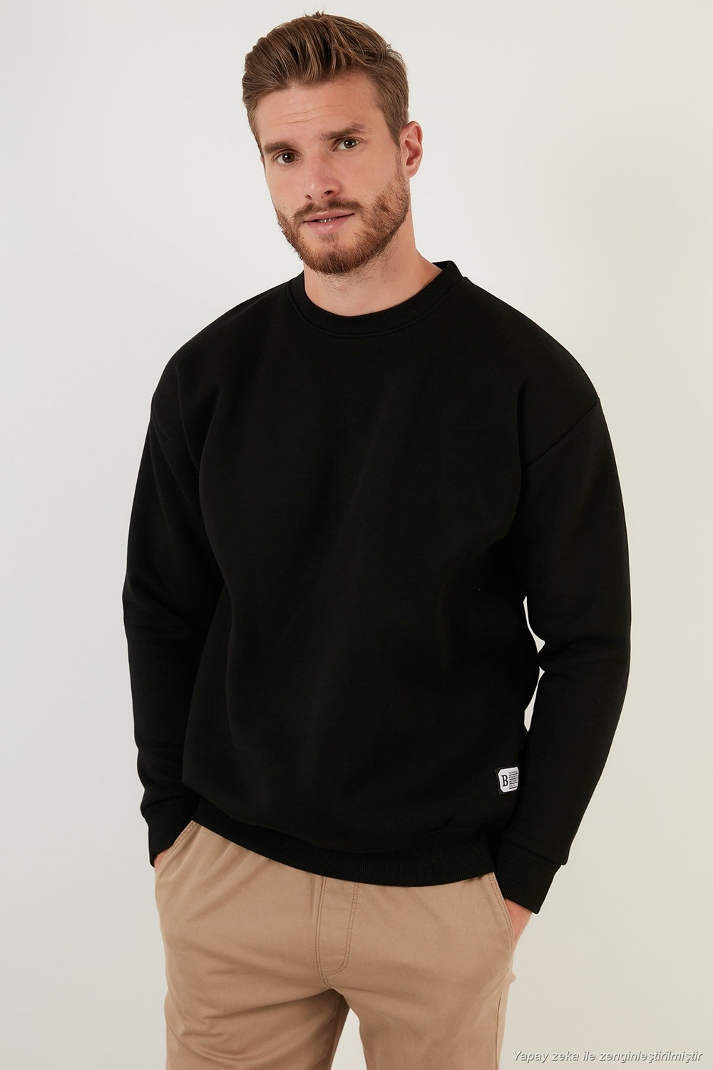 Regular Fit Bisiklet Yaka Şardonlu 2li Paket Erkek Sweat 5905255S2 SİYAH-SİYAH