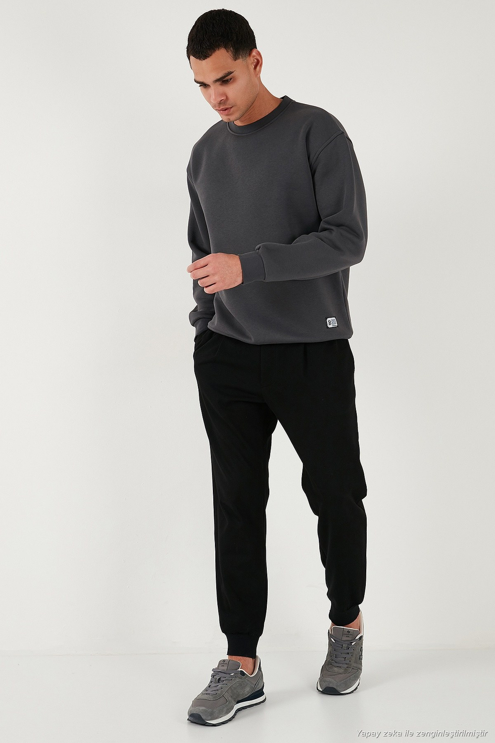 Regular Fit Bisiklet Yaka Şardonlu 2li Paket Erkek Sweat 5905255S2 Antrasit-Antrasit