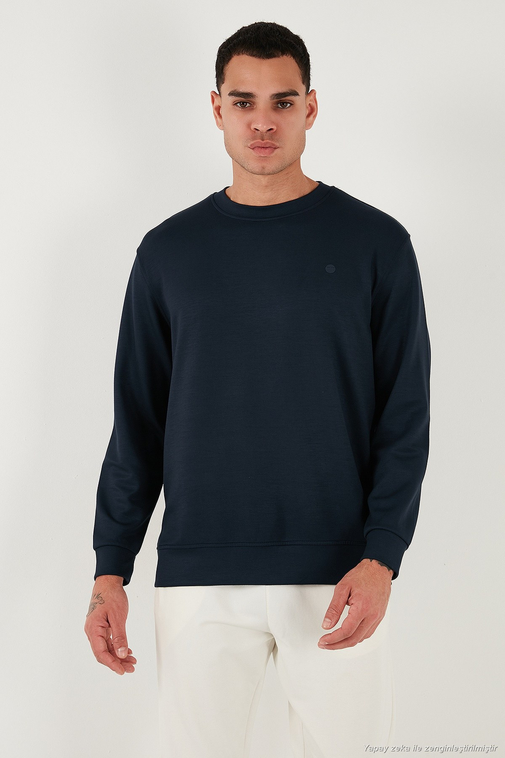 Regular Fit Bisiklet Yaka Uzun Kollu Erkek Sweat 5901066 LACİVERT