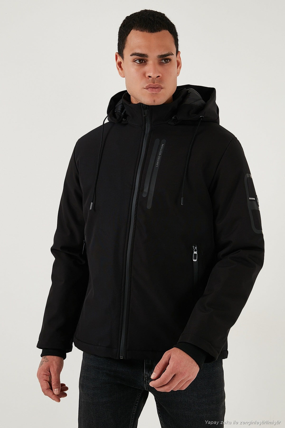 Regular Fit Çıkarılabilir Kapüşonlu Cepli Erkek Mont 497ALBERT SİYAH