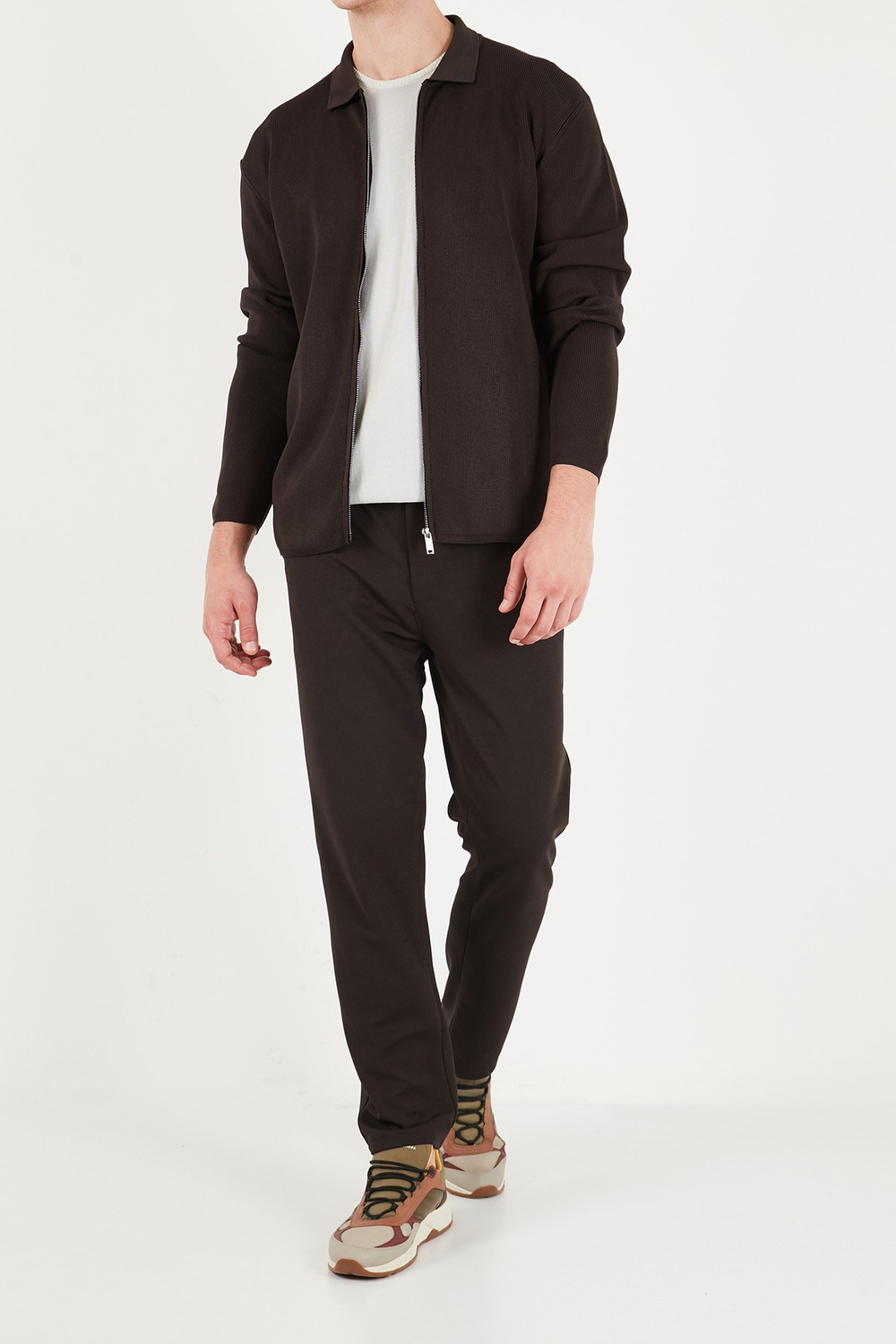 Regular Fit Düz Paça Bağlamalı Erkek Pantolon 6843700 KAHVE