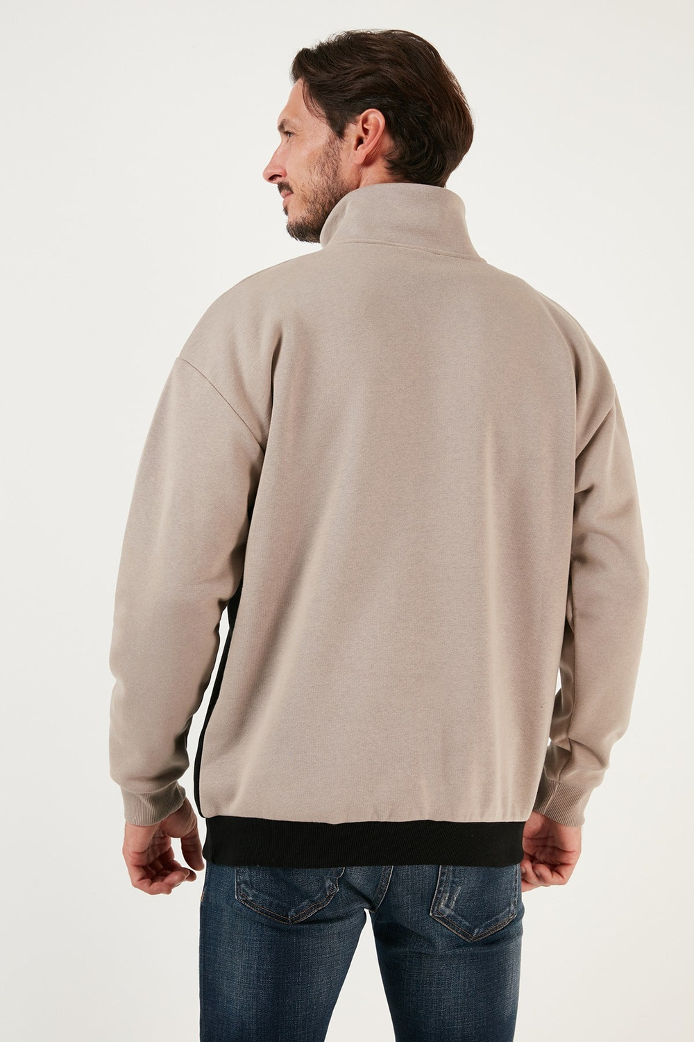 Regular Fit Fermuarlı Dik Yaka İçi Tüylü Yumuşak Şardonlu Kışlık Erkek Sweat 5905343 SÜTLÜ KAHVE