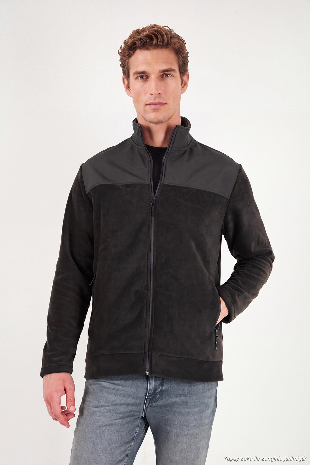 Regular Fit Garnili Dik Yaka Sıcak Tutan Erkek Polar Mont 59060443 ANTRASİT
