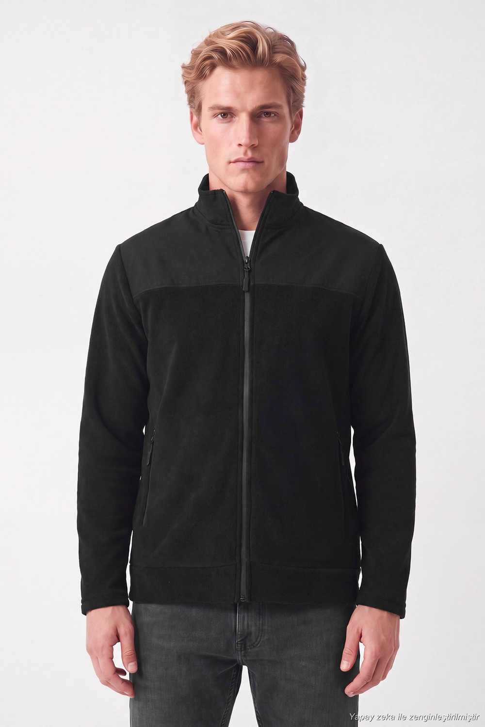 Regular Fit Garnili Dik Yaka Sıcak Tutan Erkek Polar Mont 59060443 SİYAH