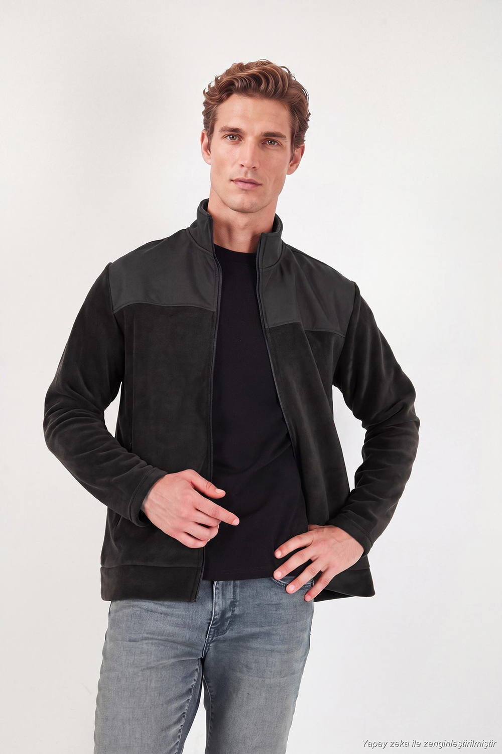 Regular Fit Garnili Dik Yaka Sıcak Tutan Erkek Polar Mont 59060443 ANTRASİT