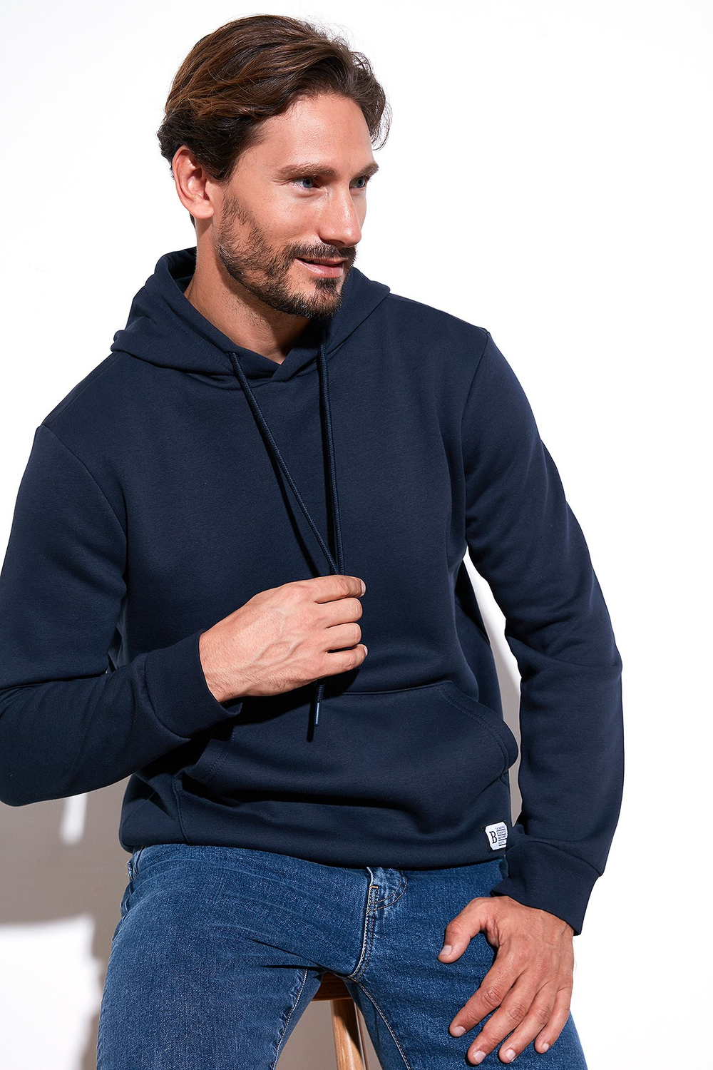 Regular Fit Kapüşonlu Kanguru Cepli İçi Tüylü Yumuşak Şardonlu Erkek Sweat 5905281 KOYU LACİVERT