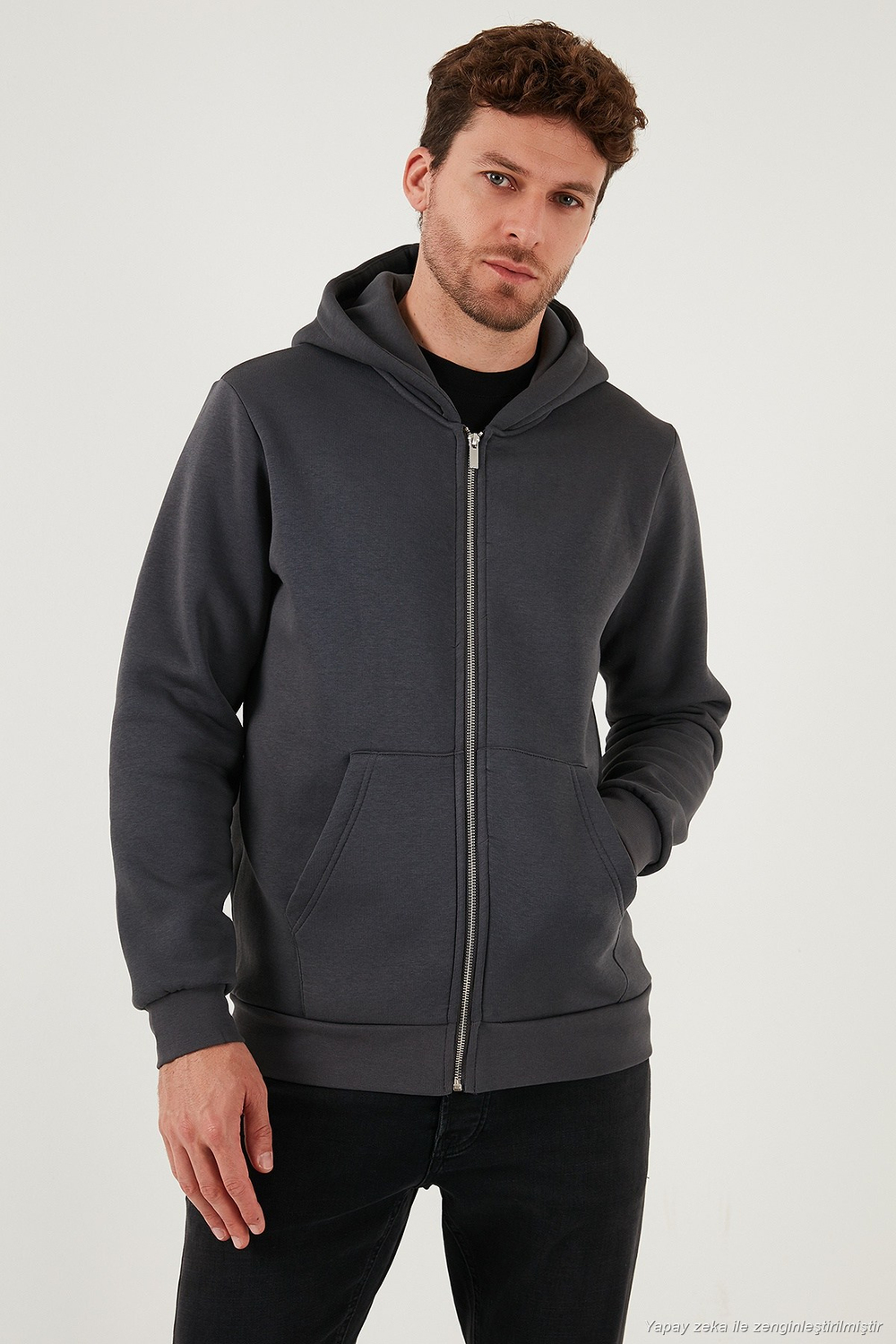 Regular Fit Kapüşonlu Kışlık 2li Paket Erkek Sweat 5905340S2 Antrasit-Antrasit