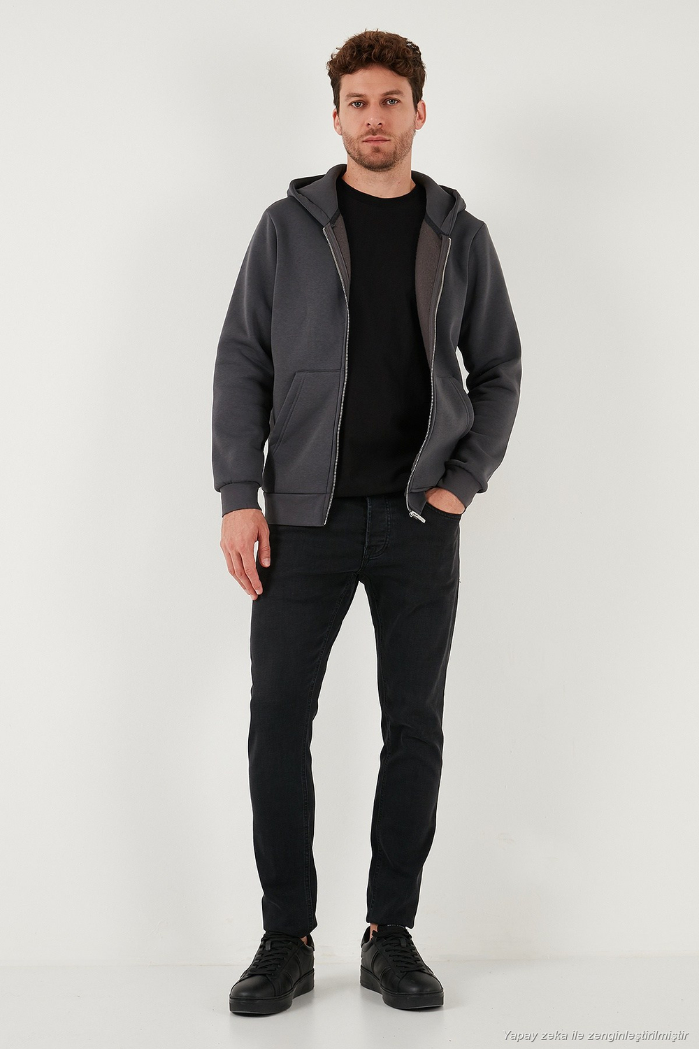 Regular Fit Kapüşonlu Kışlık 2li Paket Erkek Sweat 5905340S2 Antrasit-Antrasit