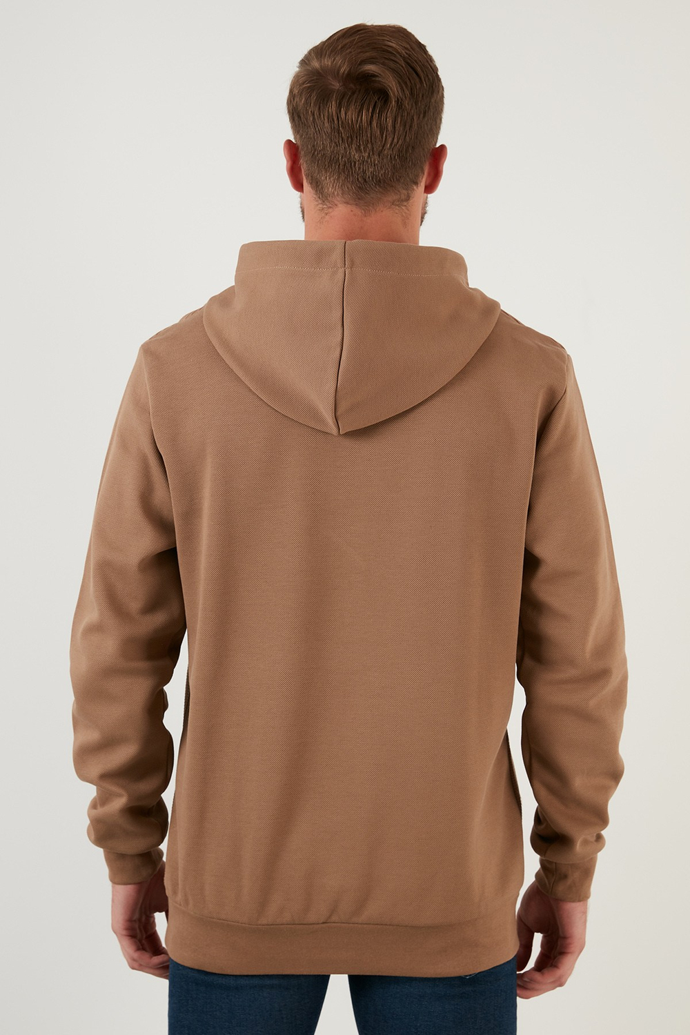 Regular Fit Kapüşonlu Pamuklu Erkek Sweat 5905285 SAFARİ