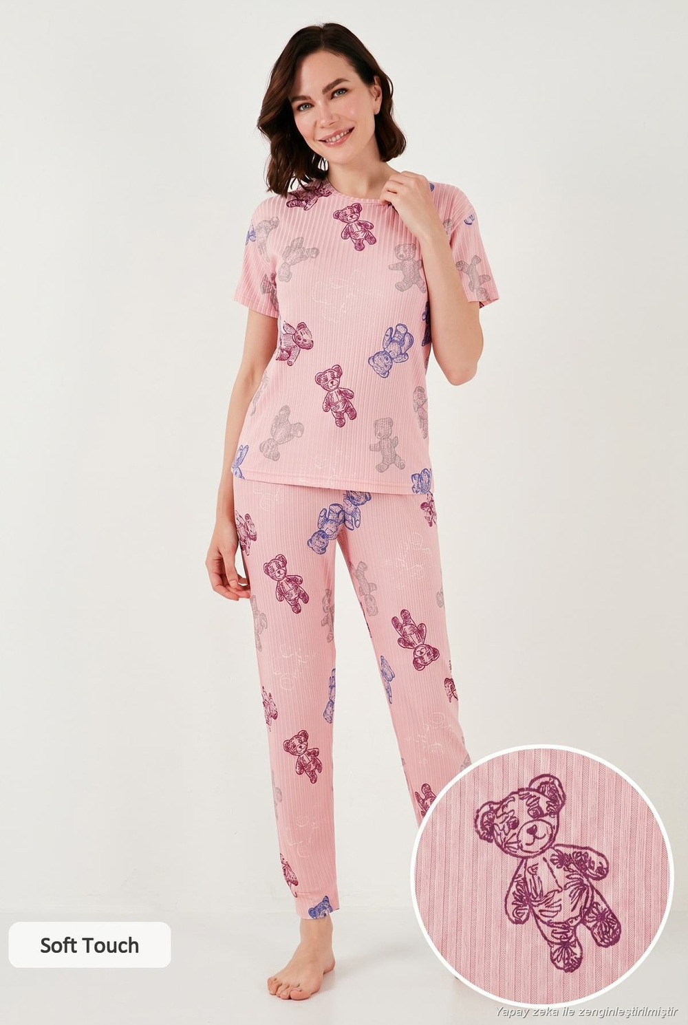 Regular Fit Kısa Kollu Kadın Pijama Takımı 65740104 PEMBE