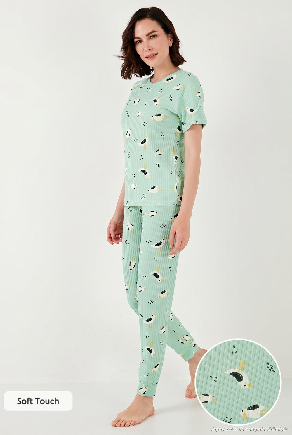 Regular Fit Kısa Kollu Kadın Pijama Takımı 65740104 MİNT