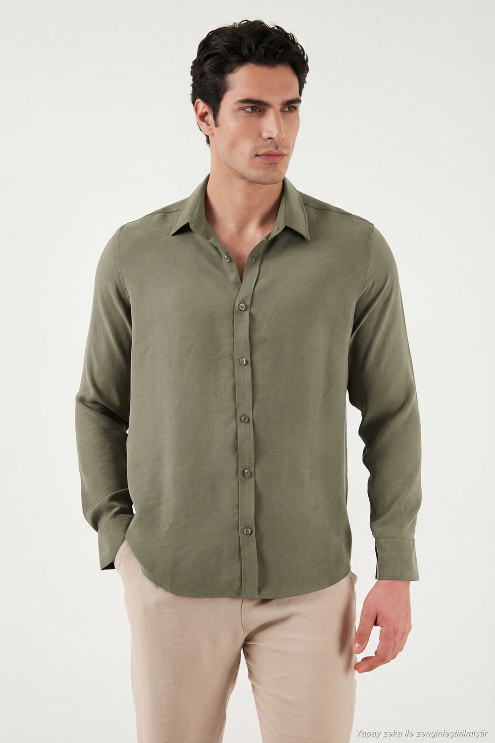 Regular Fit Klasik Yaka Uzun Kollu Erkek Gömlek CF26S121640 HAKİ