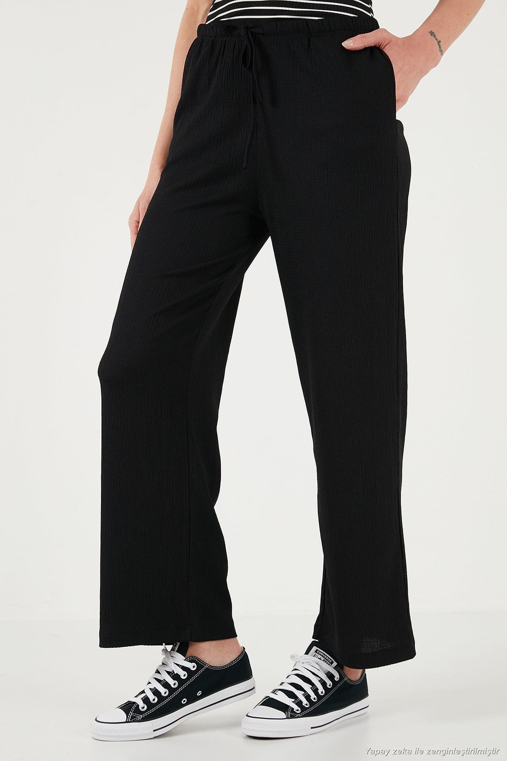 Regular Fit Normal Bel Geniş Paça Kadın Pantolon 5866117 SİYAH