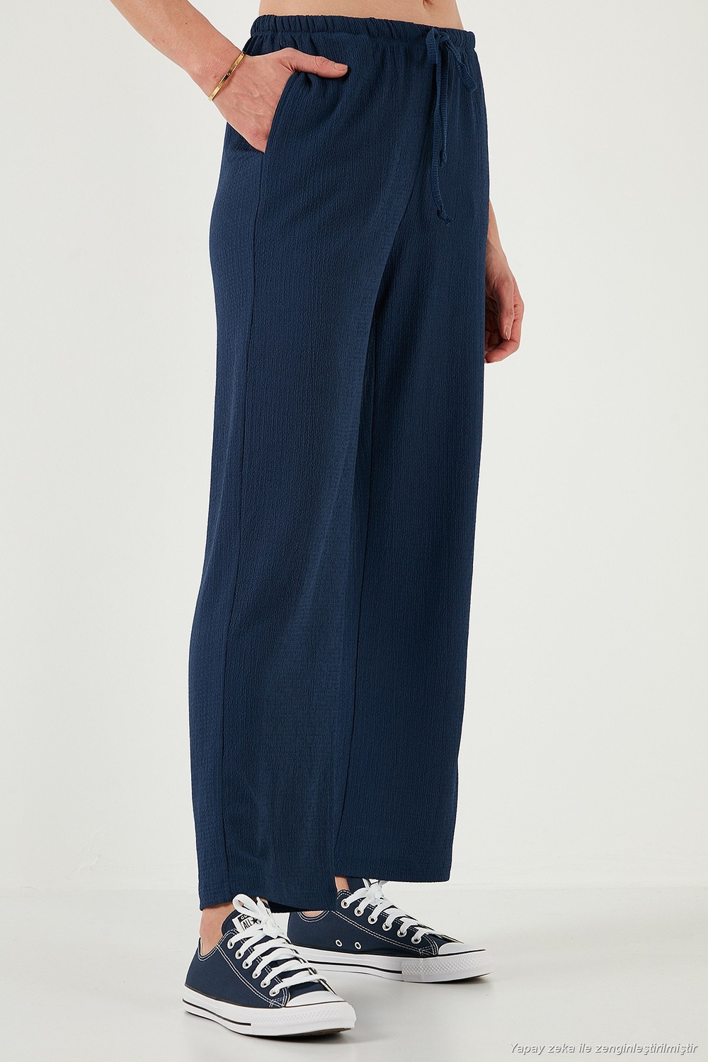 Regular Fit Normal Bel Geniş Paça Kadın Pantolon 5866117 İNDİGO