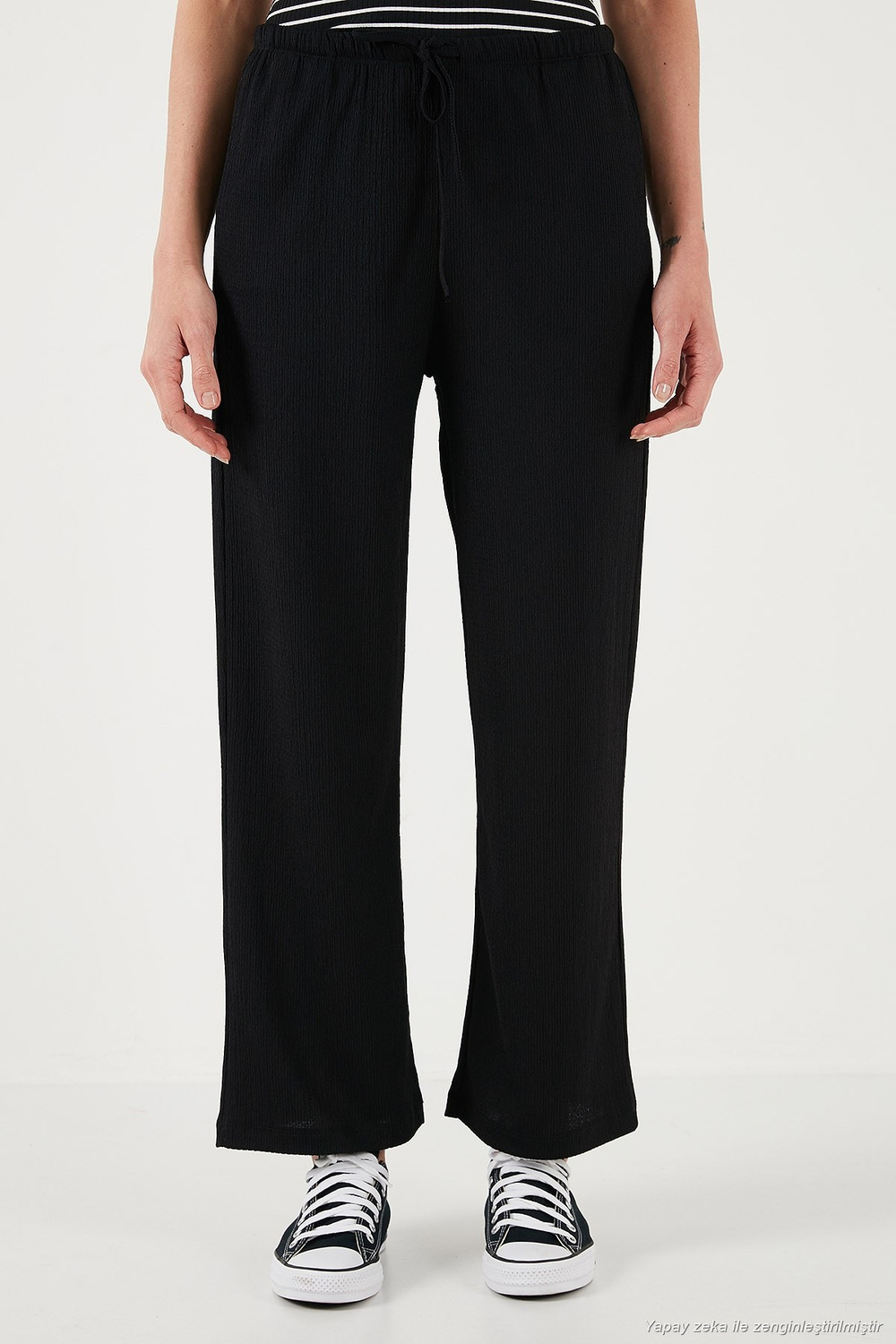 Regular Fit Normal Bel Geniş Paça Kadın Pantolon 5866117 SİYAH