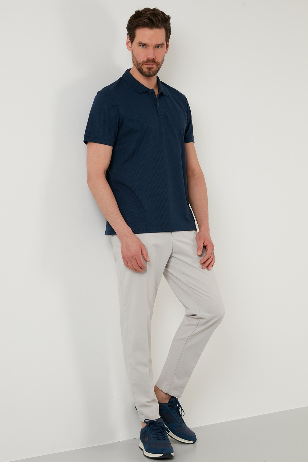 Regular Fit Pamuklu Düğmeli Erkek Polo Yaka T Shirt 5902326 İNDİGO