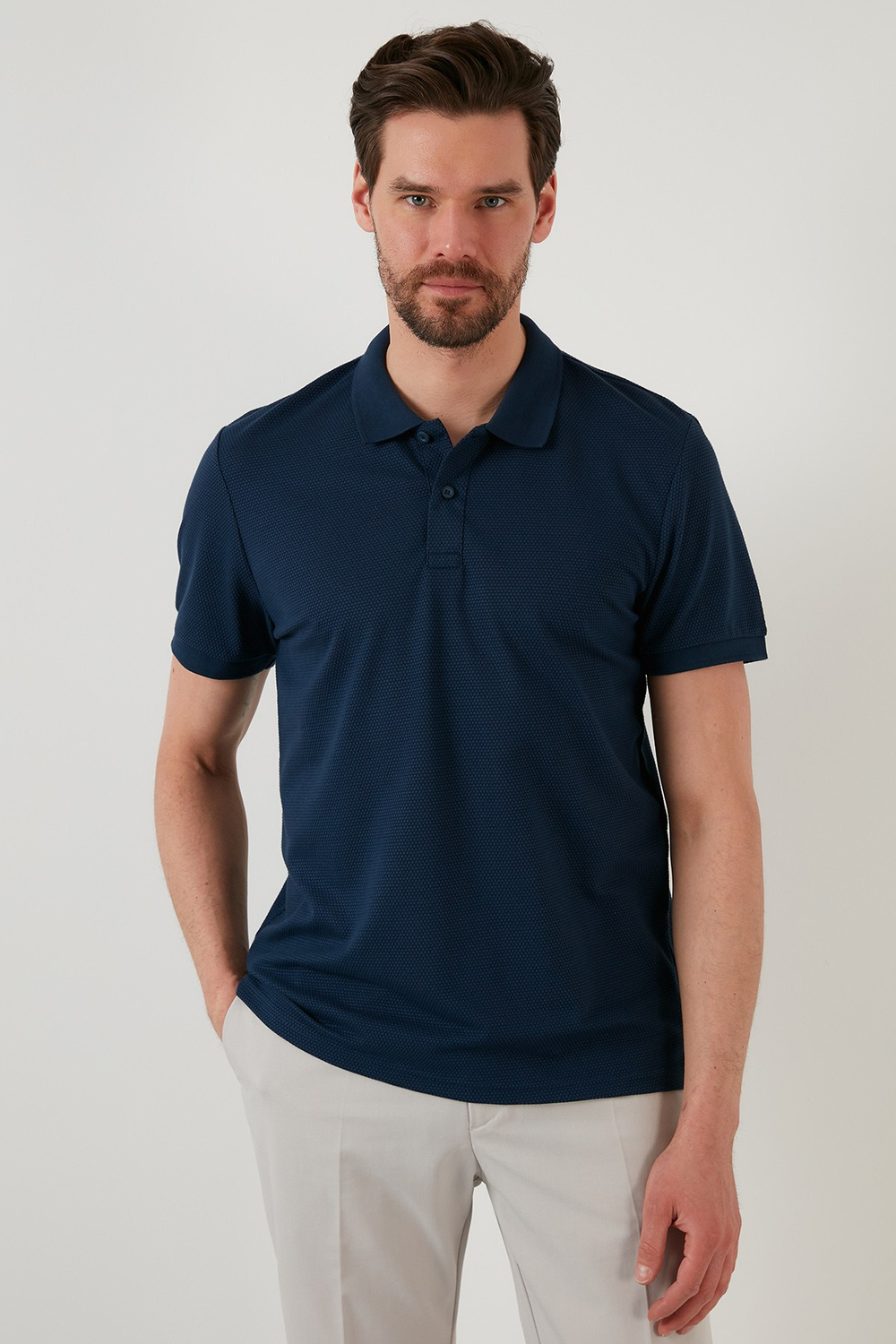 Regular Fit Pamuklu Düğmeli Erkek Polo Yaka T Shirt 5902326 İNDİGO