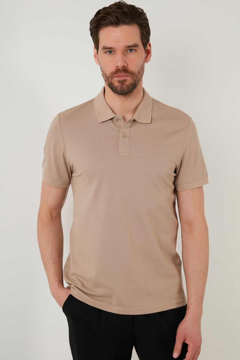 Regular Fit Pamuklu Düğmeli Erkek Polo Yaka T Shirt 5902326 VİZON