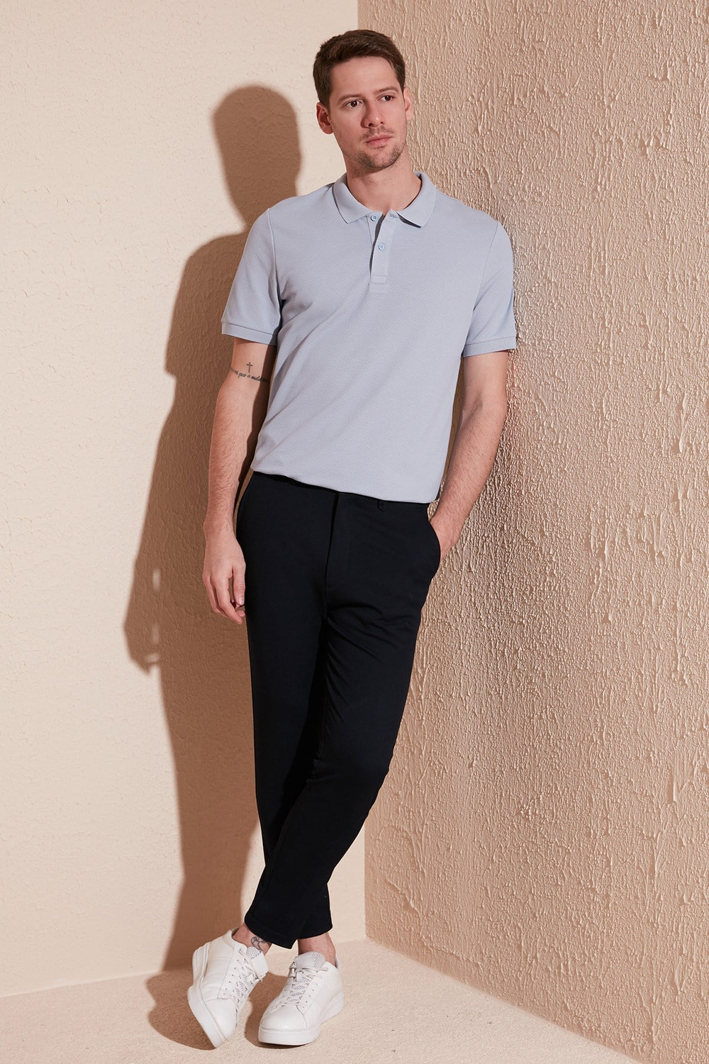 Regular Fit Pamuklu Düğmeli Erkek Polo Yaka T Shirt 5902326 AÇIK GRİ