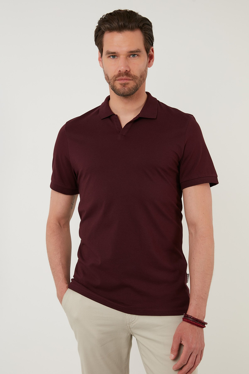 Regular Fit Pamuklu Erkek Polo Yaka T Shirt 5902141 VİŞNE
