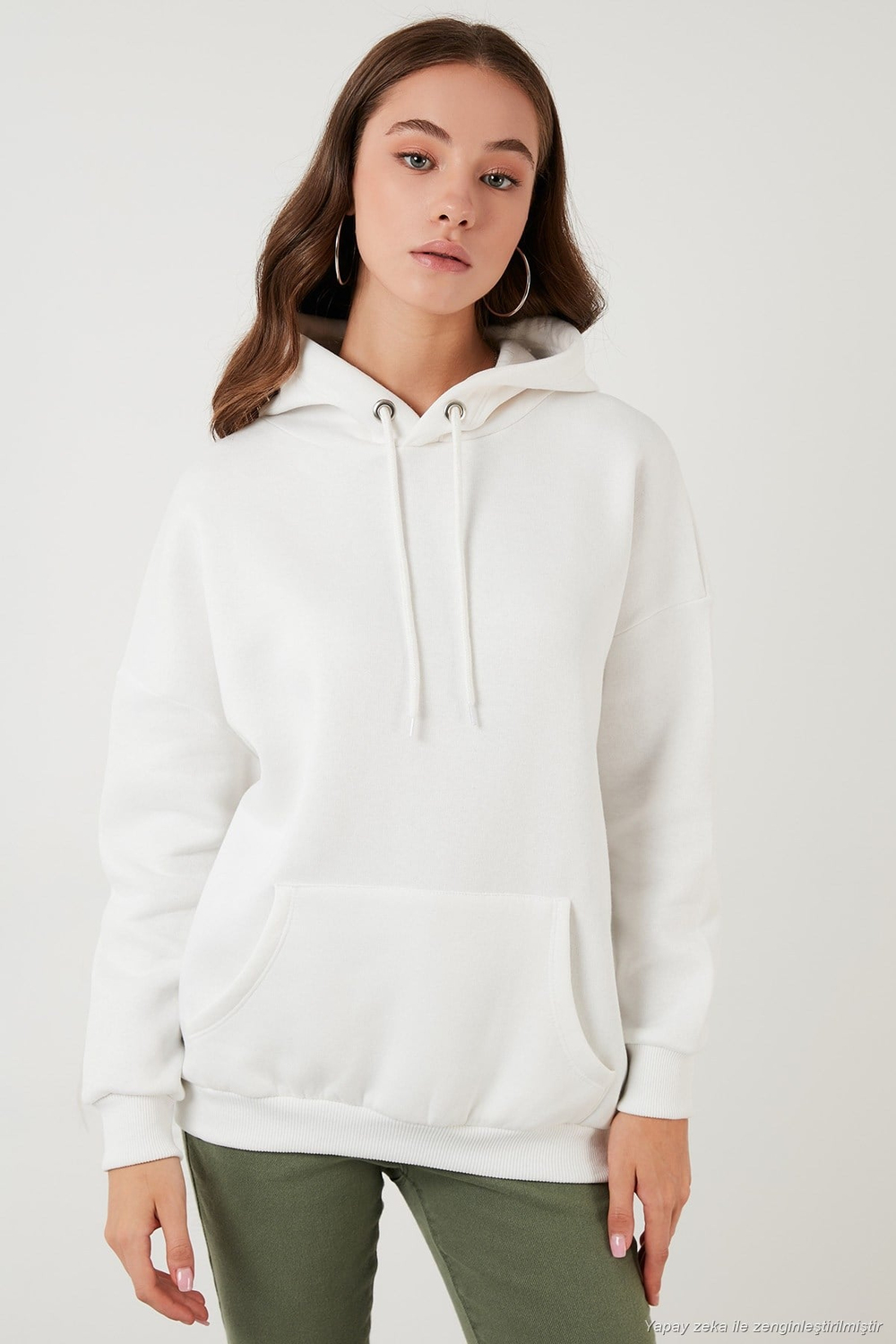Regular Fit Pamuklu Kapüşonlu Yaka Şardonlu Kışlık 2li Paket Kadın Sweat 5863854S2 Nefti-Ekru