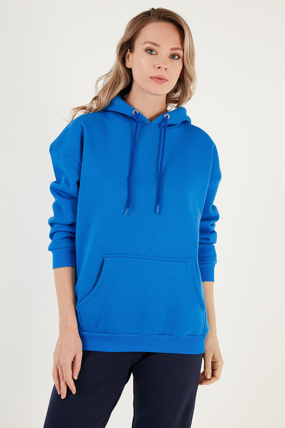 Regular Fit Pamuklu Kapüşonlu Yaka Şardonlu Kışlık Kadın Sweat 5863854 SAKS