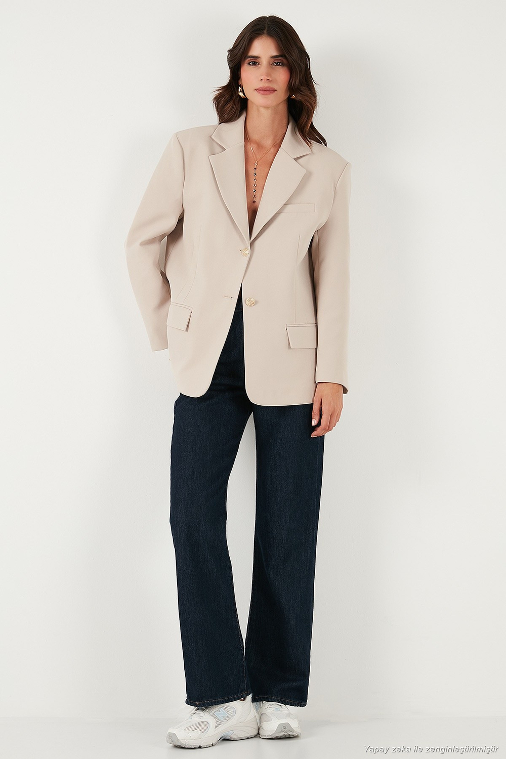 Regular Fit  Yaka Düğmeli Blazer Kadın Ceket 6839562 TAŞ